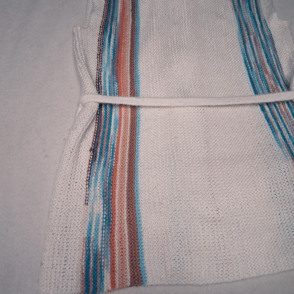 Vintage Handmade Striped Sleeveless Knit Vest with Belt Zip Up - Picture 7 of 12